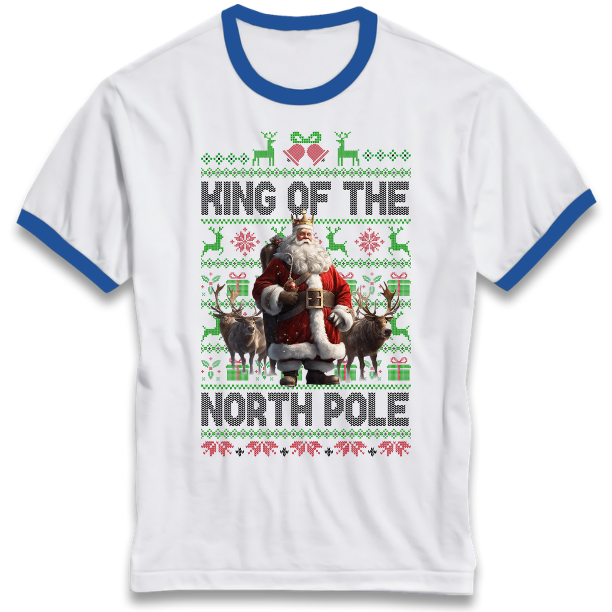 King Santa Christmas Ringer T-Shirt