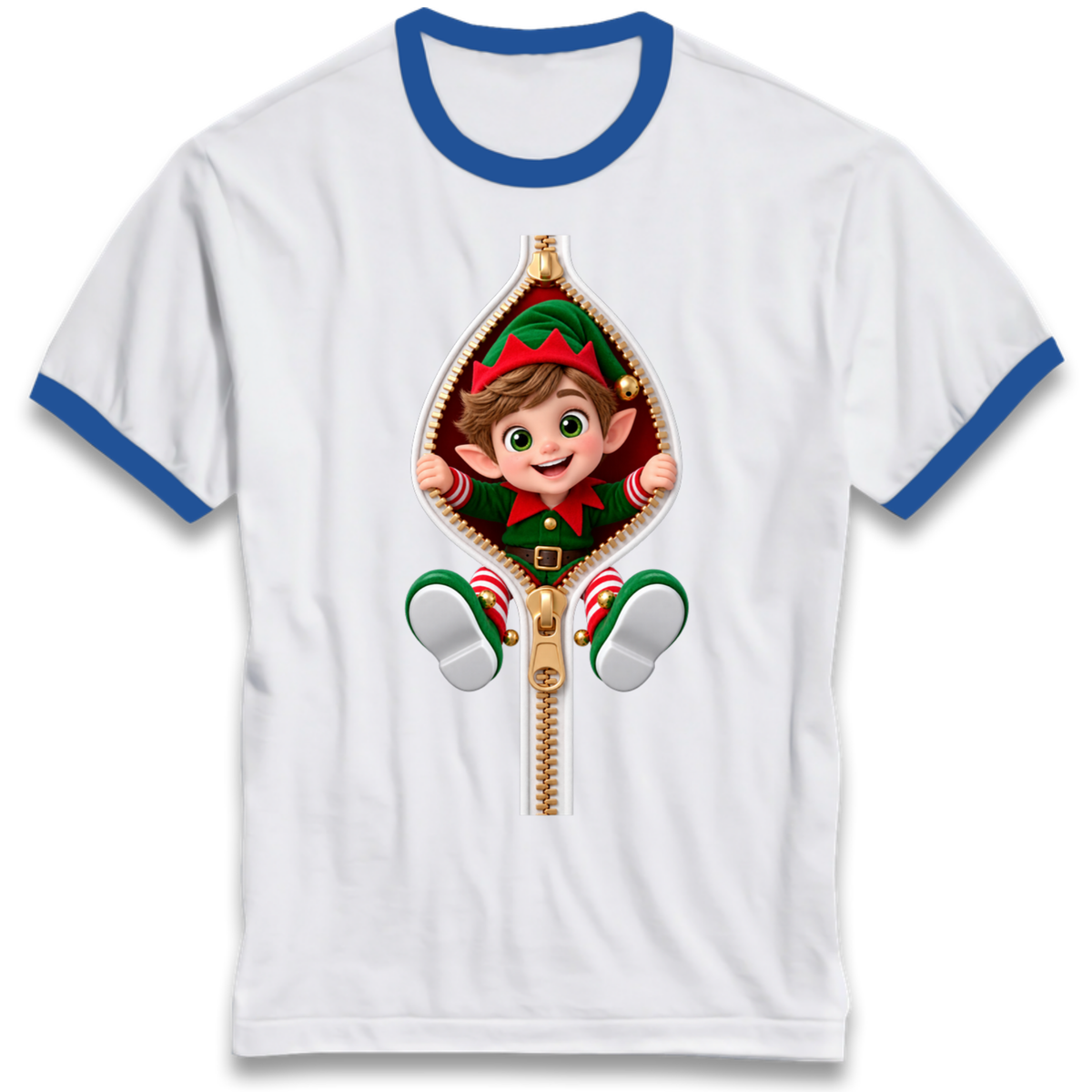 Elf Christmas Jumper Ringer T-Shirt