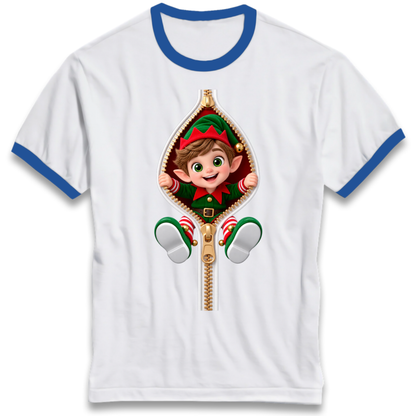 Elf Christmas Jumper Ringer T-Shirt