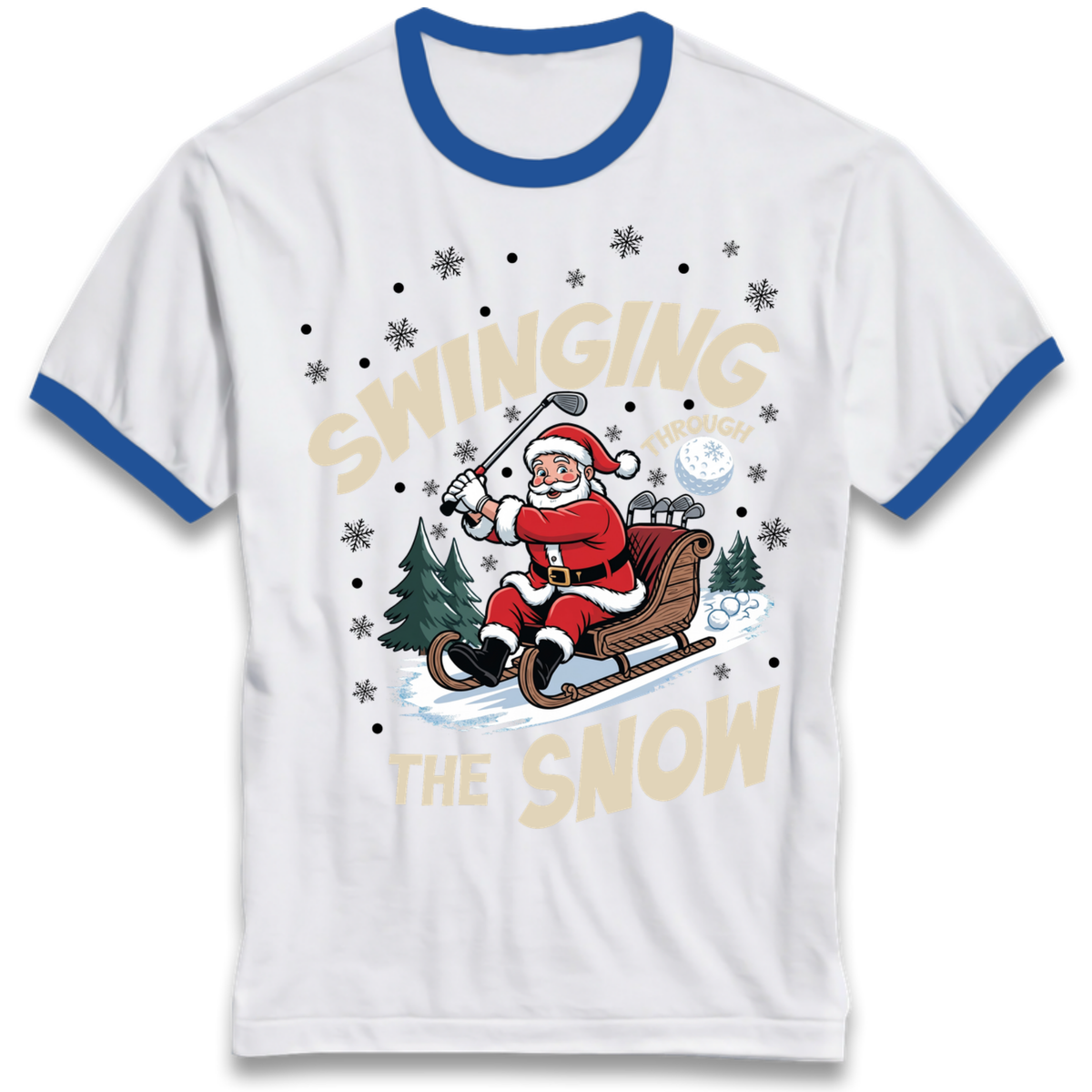 Christmas Golf Ringer T-Shirt