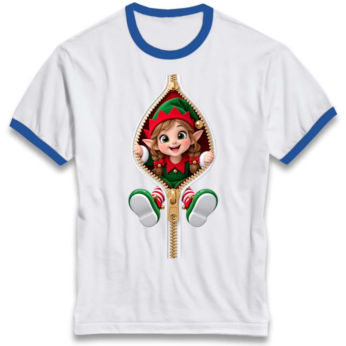 Elf Christmas Jumper Ringer T-Shirt