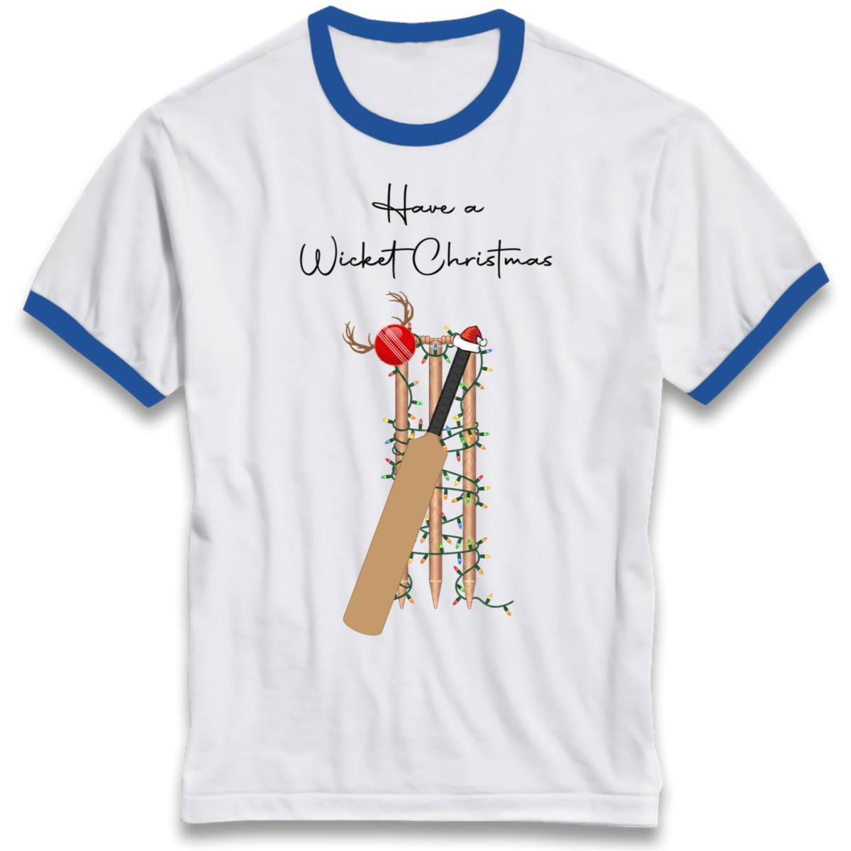 Cricket Bat Graphic Christmas Ringer T-Shirt