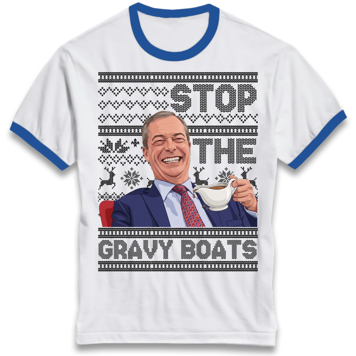 Satirical Festive Top Ringer T-Shirt
