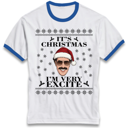 I Very Excite Christmas Ringer T-Shirt
