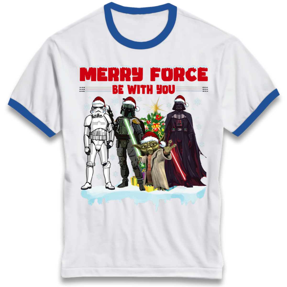 Merry Force Be With You Christmas Ringer T-Shirt