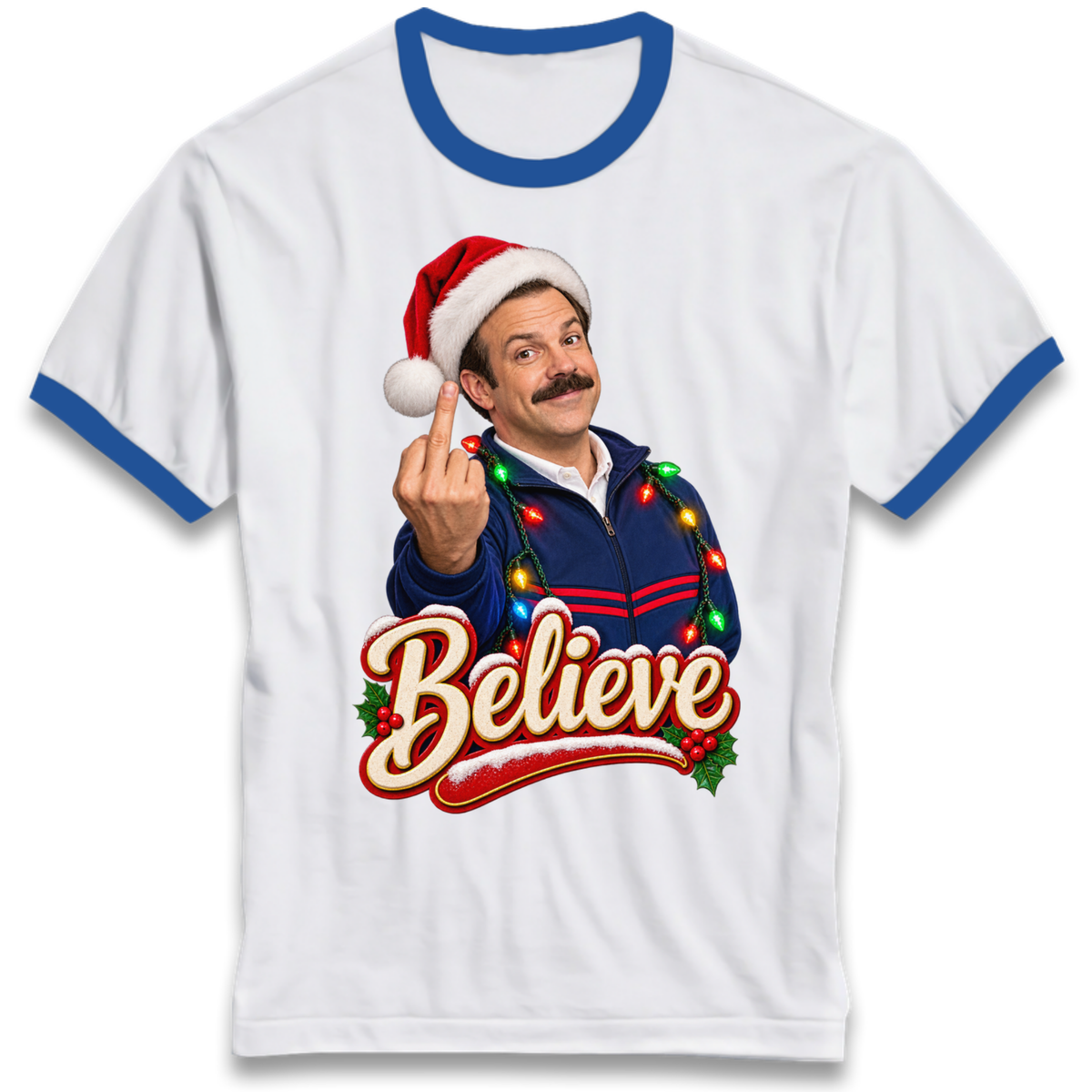 Ted Lasso Believe Christmas Ringer T-Shirt