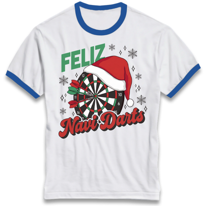 Feliz Navidarts Ringer T-Shirt - Christmas Darts Design