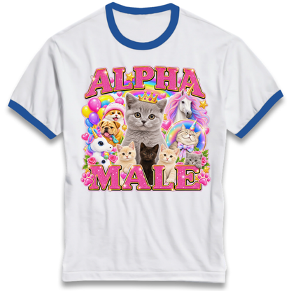 Alpha Male Funny Kitten Unicorn Ringer T-Shirt