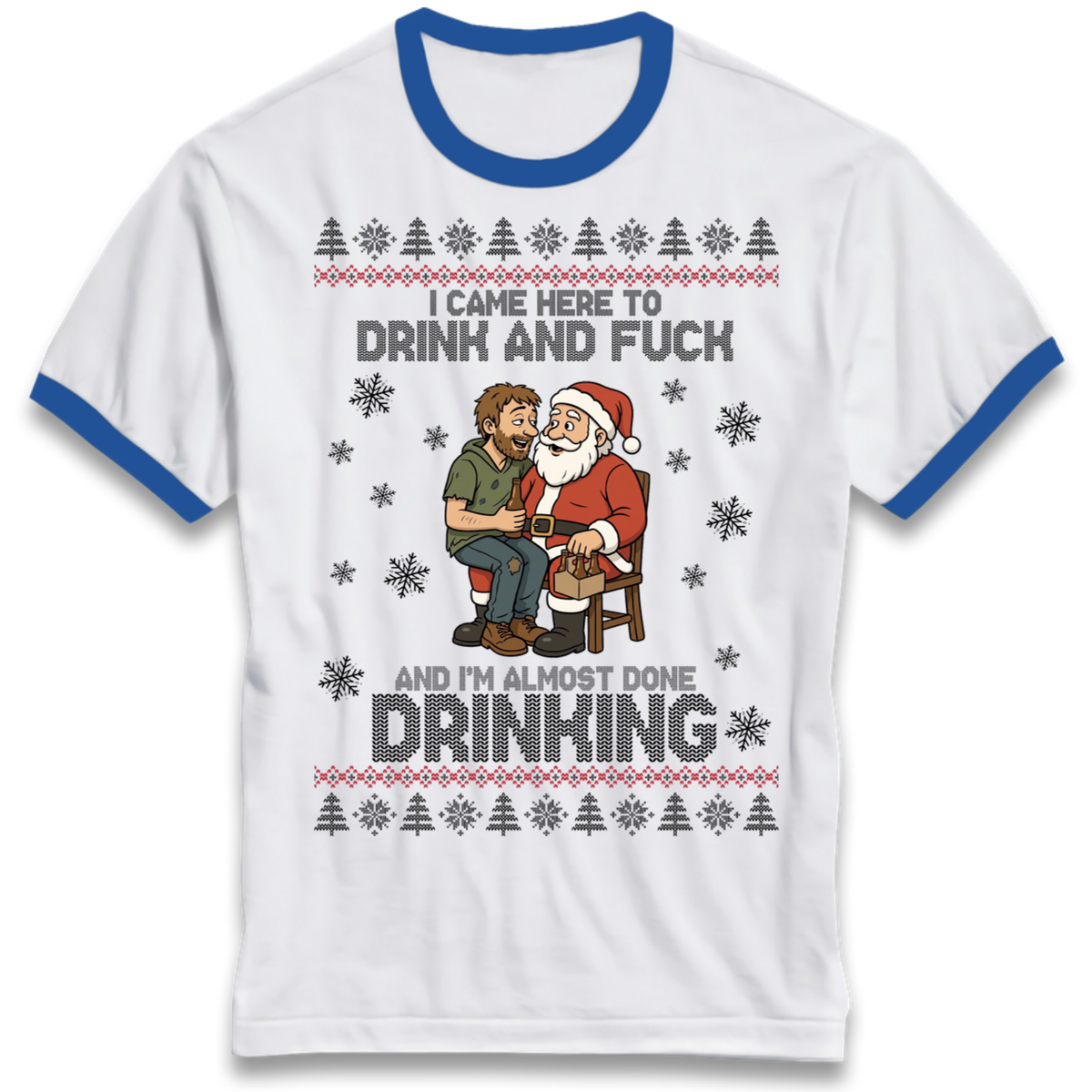 Rude Santa Graphic Ringer T-Shirt