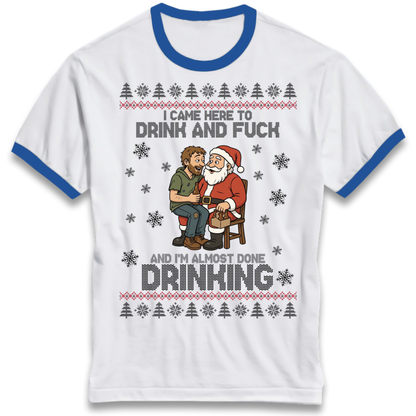 Rude Santa Graphic Ringer T-Shirt