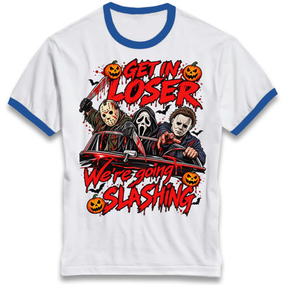 Retro Horror Movie Halloween Slasher Villains Ringer T-Shirt