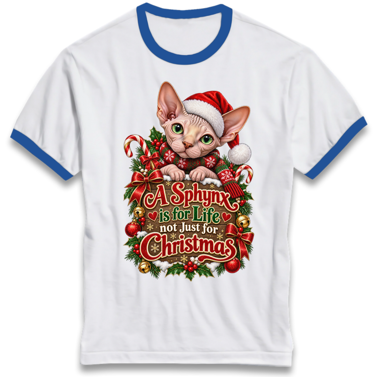 Sphynx Cat Christmas Ringer T-Shirt