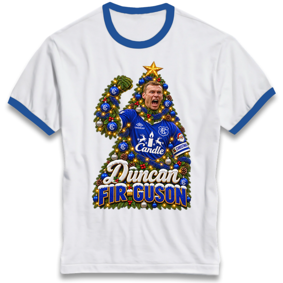 Duncan Ferguson Everton Christmas Ringer T-Shirt