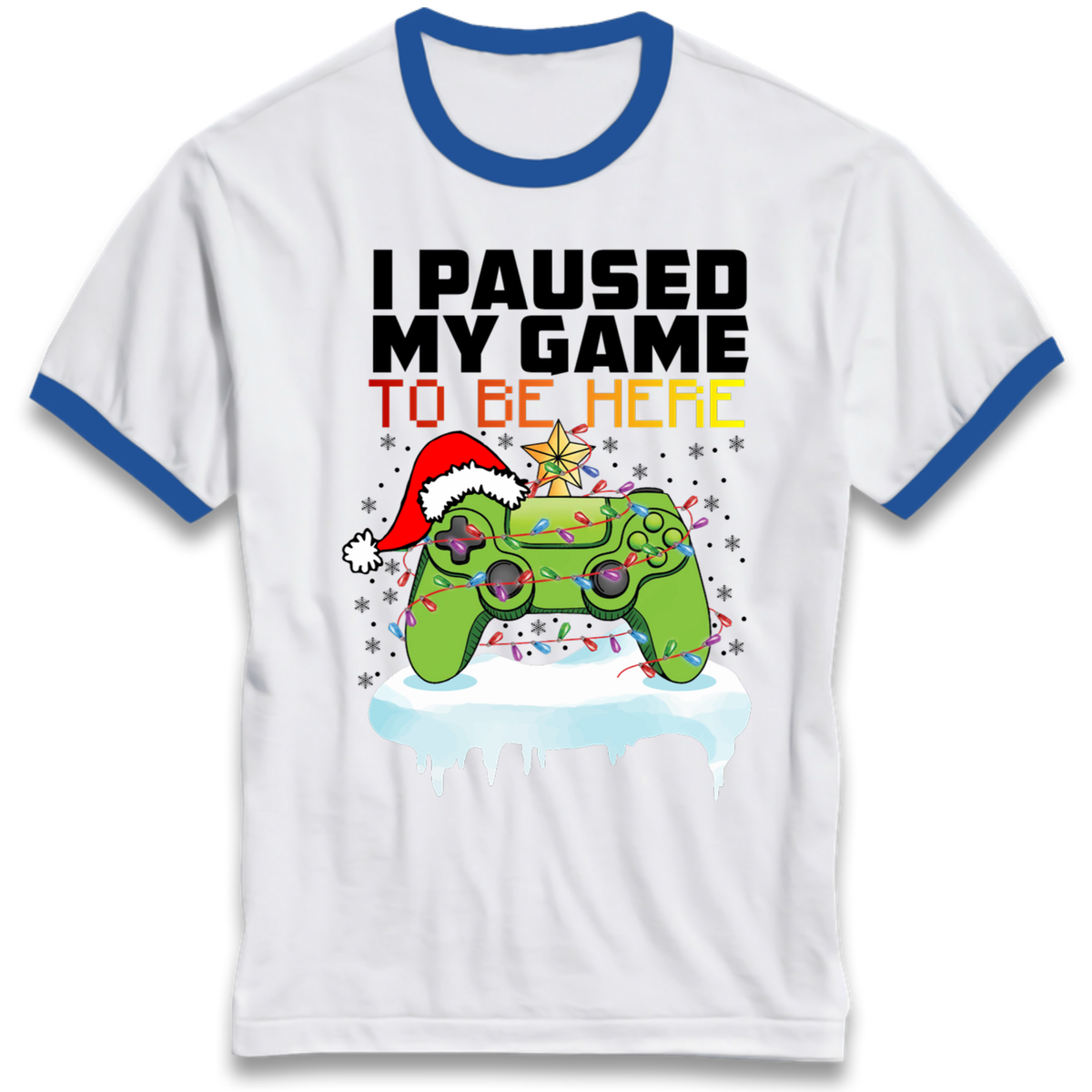 I Paused My Game Christmas Ringer T-Shirt