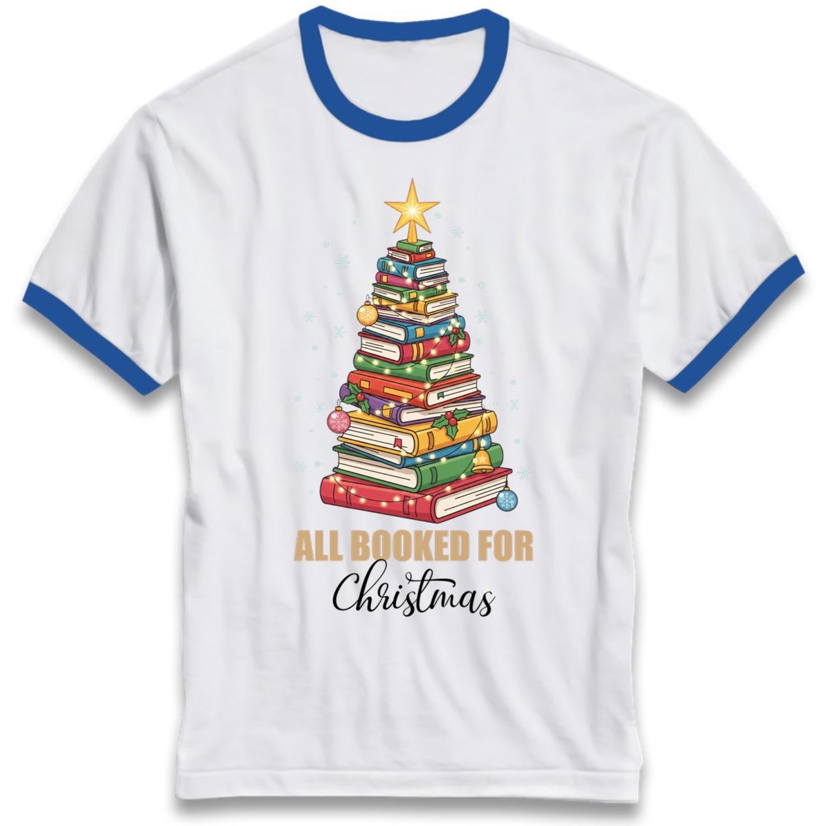 Book Tree Christmas Ringer T-Shirt