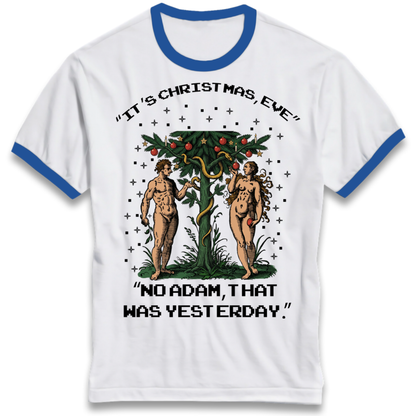 Adam & Eve Christmas Jumper Ringer T-Shirt