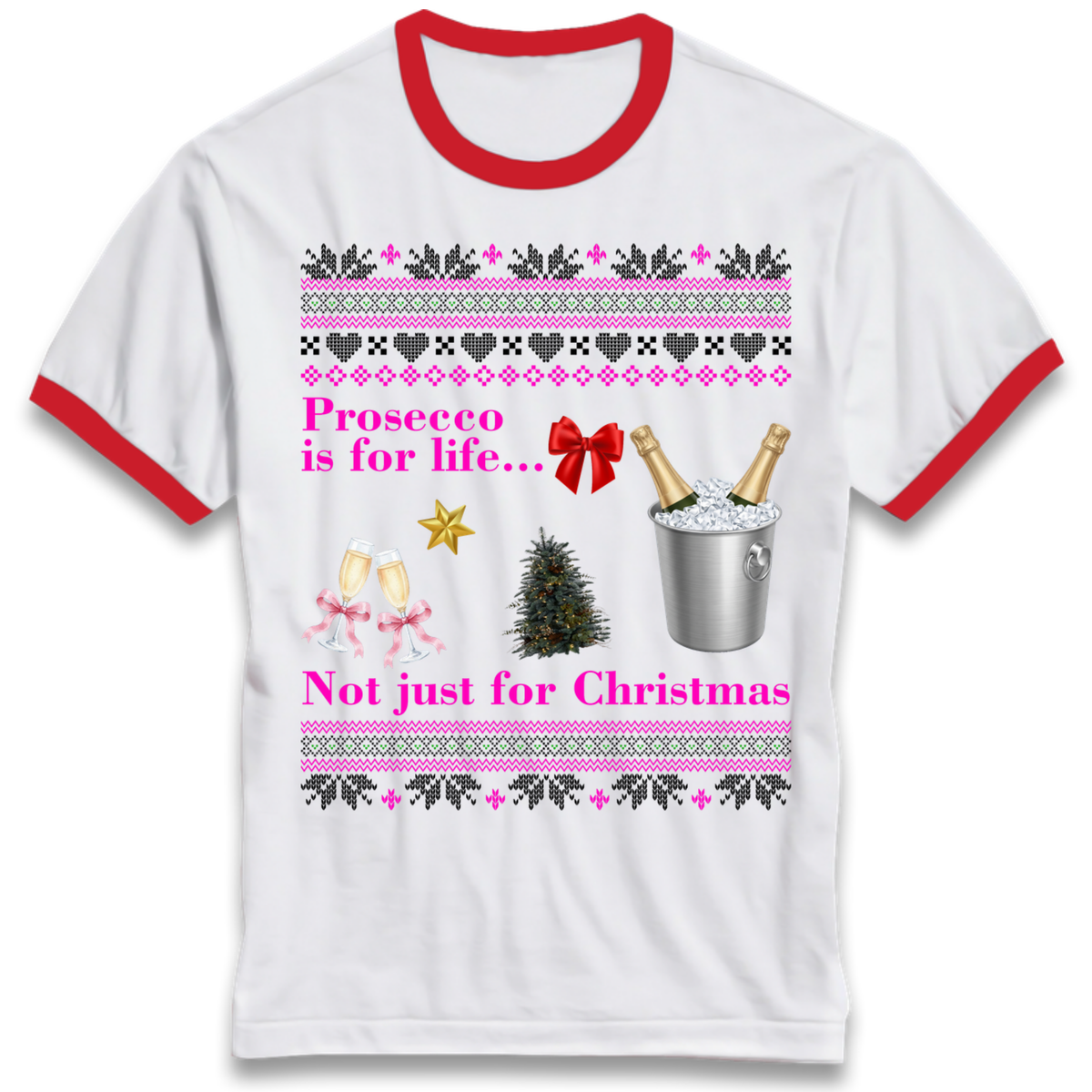 Prosecco Gift Top Ringer T-Shirt