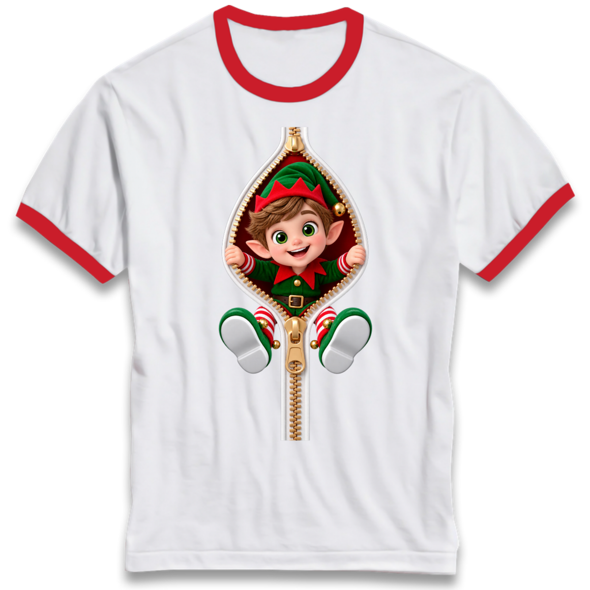 Elf Christmas Jumper Ringer T-Shirt