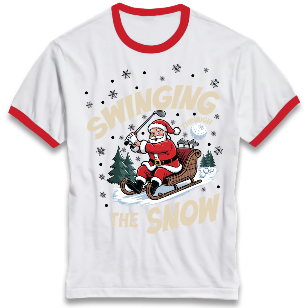Christmas Golf Ringer T-Shirt