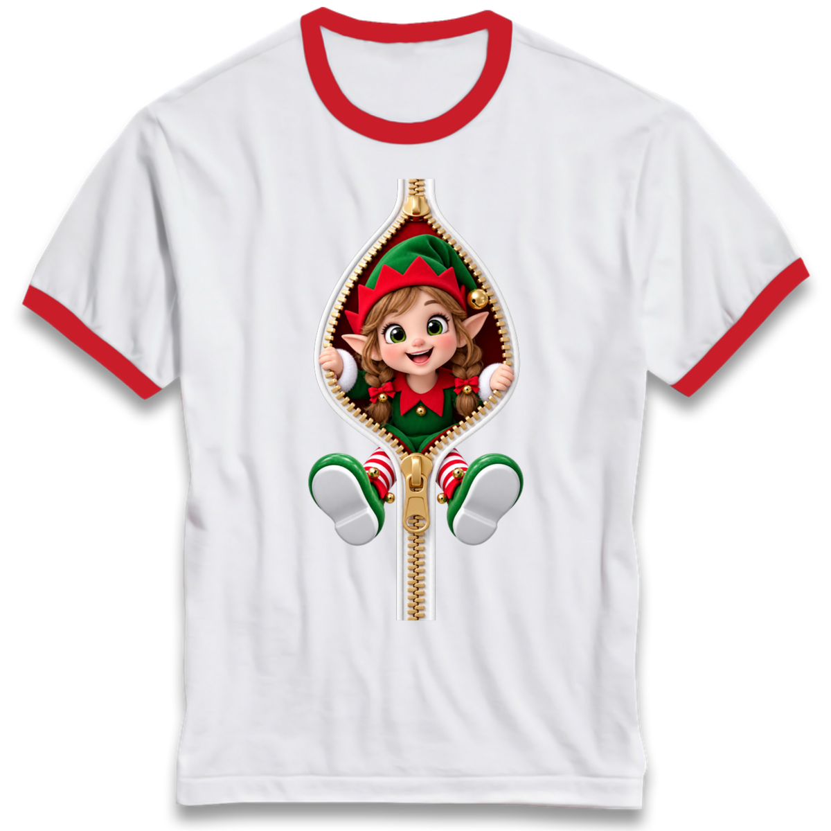 Elf Christmas Jumper Ringer T-Shirt