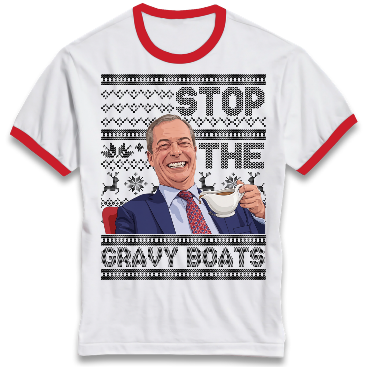 Satirical Festive Top Ringer T-Shirt