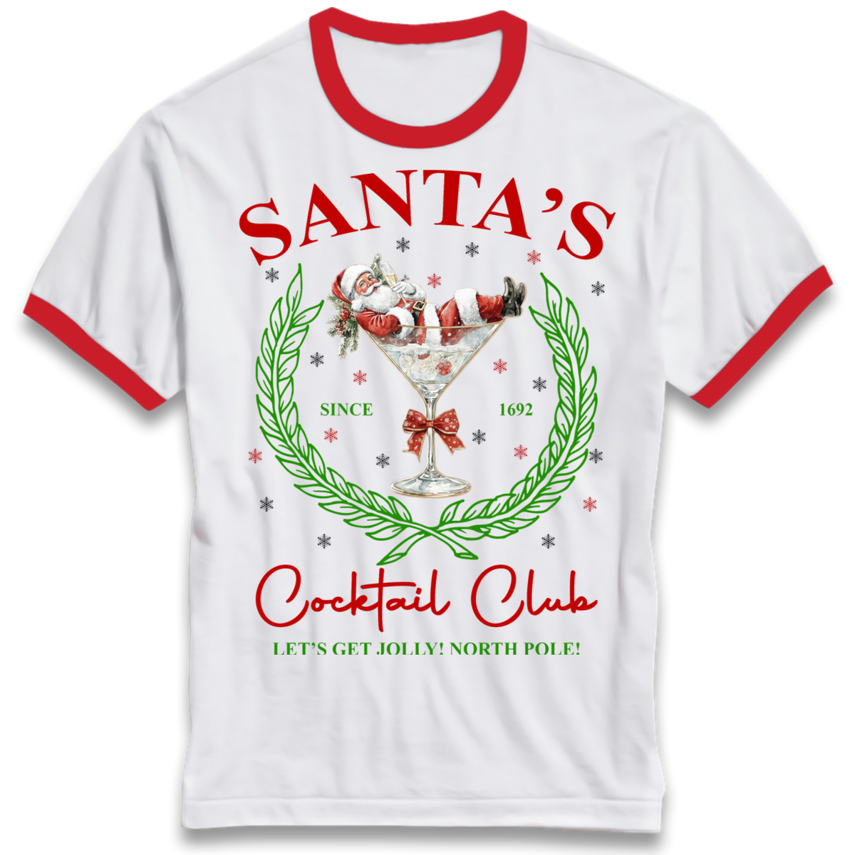Cocktail Lover Christmas Ringer T-Shirt