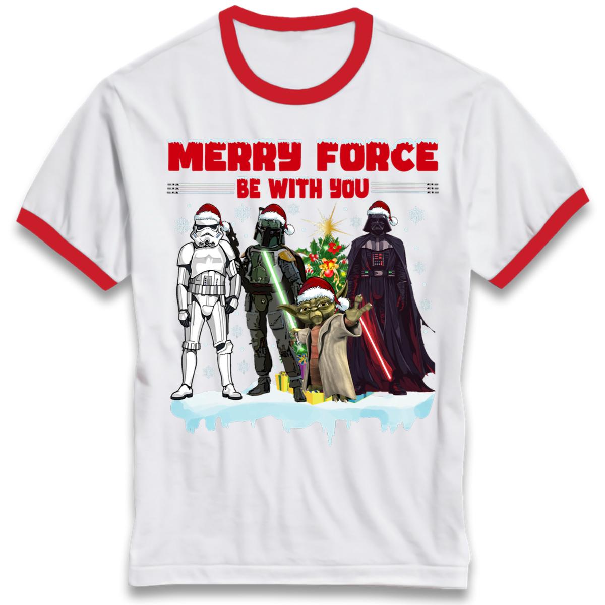 Merry Force Be With You Christmas Ringer T-Shirt