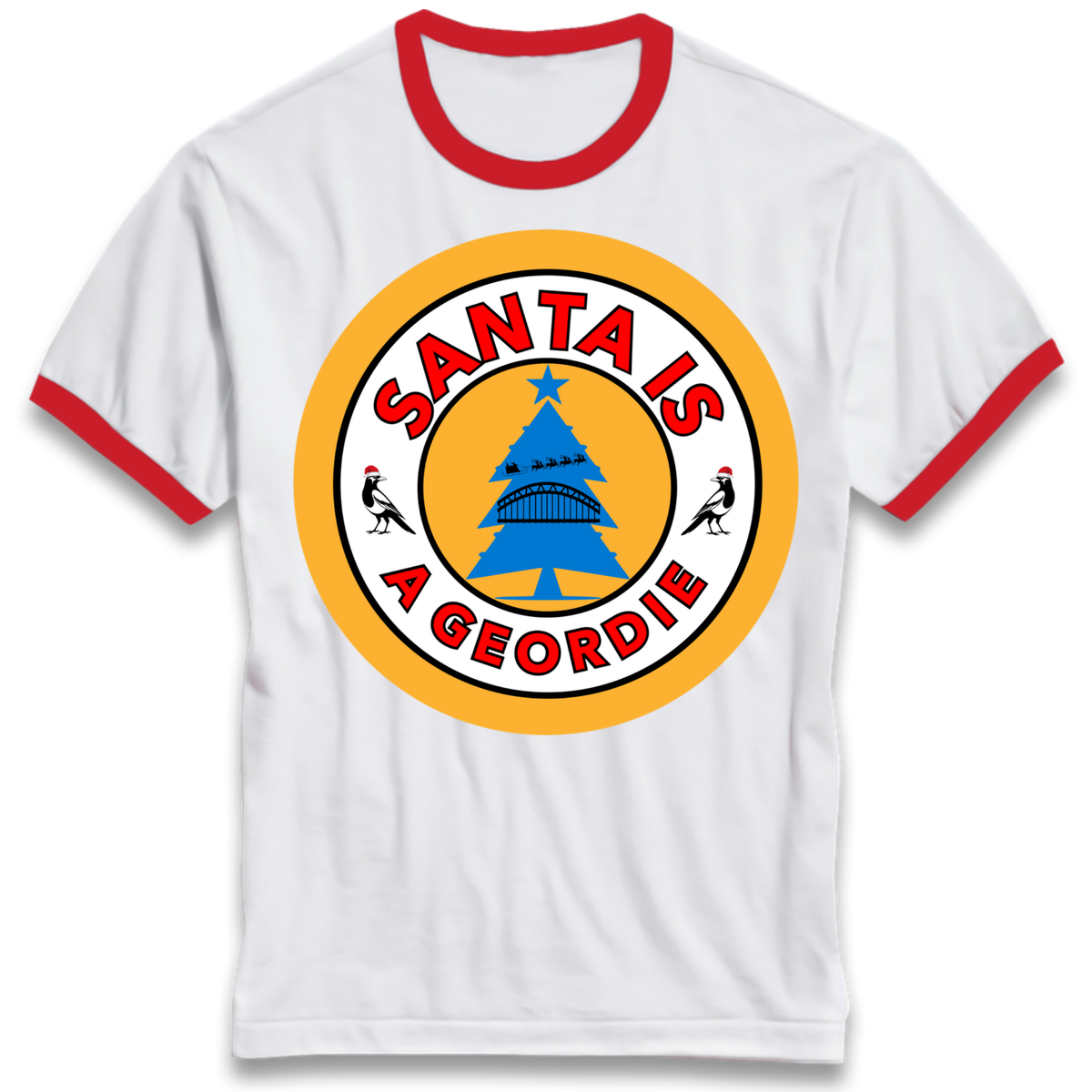 Geordie Santa  Christmas Ringer T-Shirt
