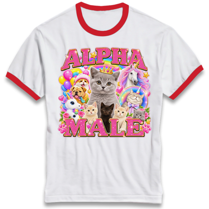 Alpha Male Funny Kitten Unicorn Ringer T-Shirt