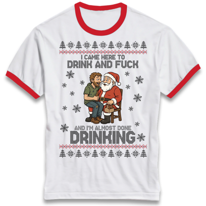 Rude Santa Graphic Ringer T-Shirt