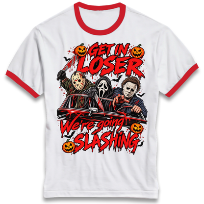 Retro Horror Movie Halloween Slasher Villains Ringer T-Shirt