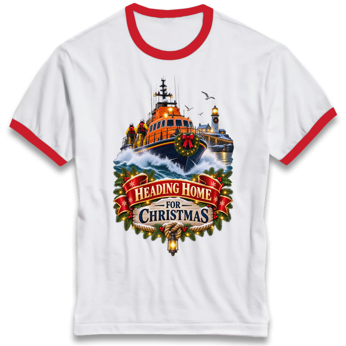 RNLI Christmas Ringer T-Shirt