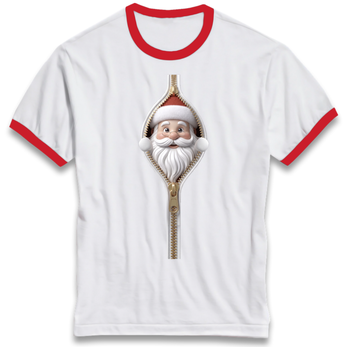 Santa Face Novelty Ringer T-Shirt