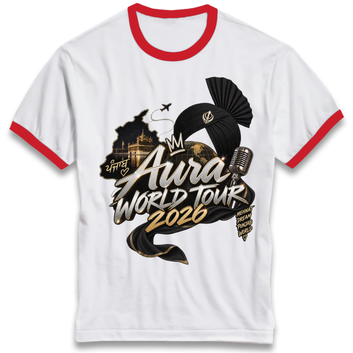 Diljit Dosanjh Aura World Tour 2026 Ringer T-Shirt