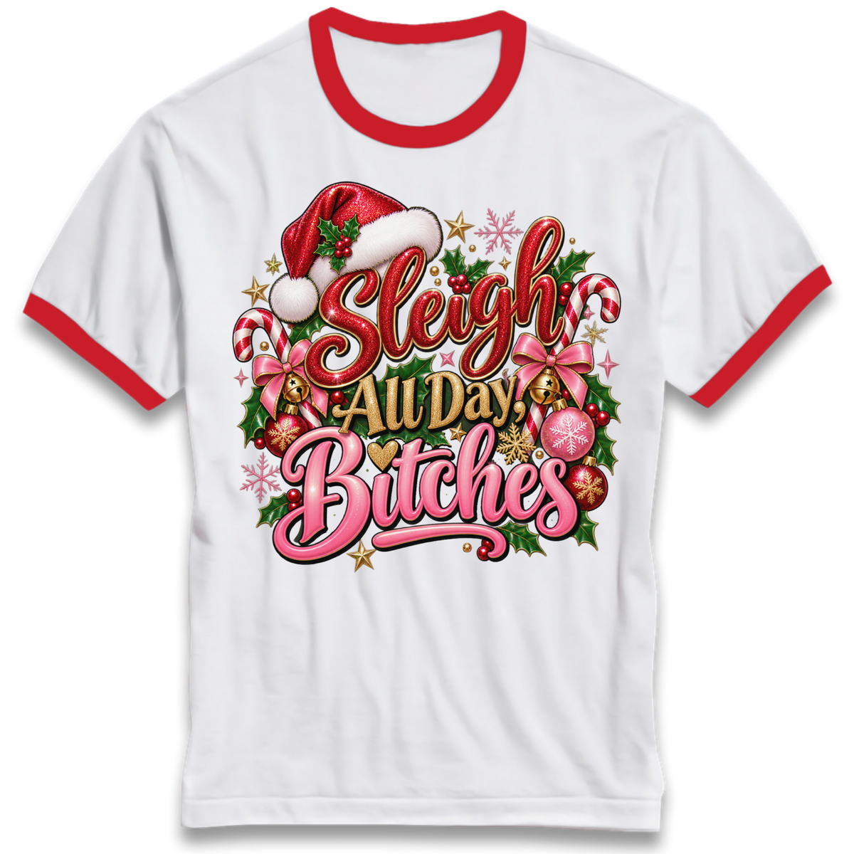 Womens Christmas Ringer T-Shirt