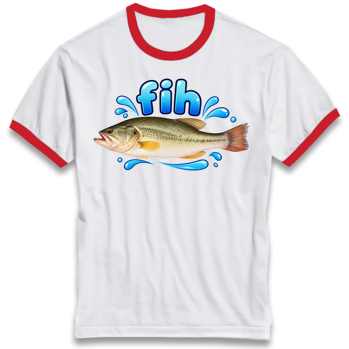Fih Funny Bass Fish Ringer T-Shirt