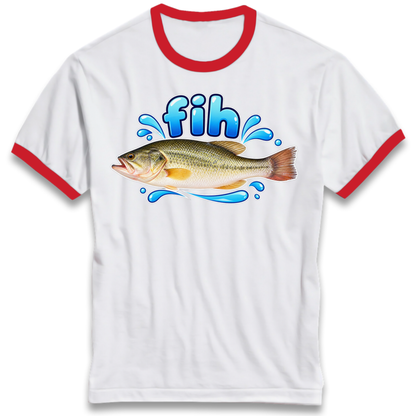 Fih Funny Bass Fish Ringer T-Shirt