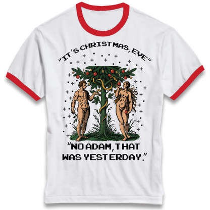 Adam & Eve Christmas Jumper Ringer T-Shirt