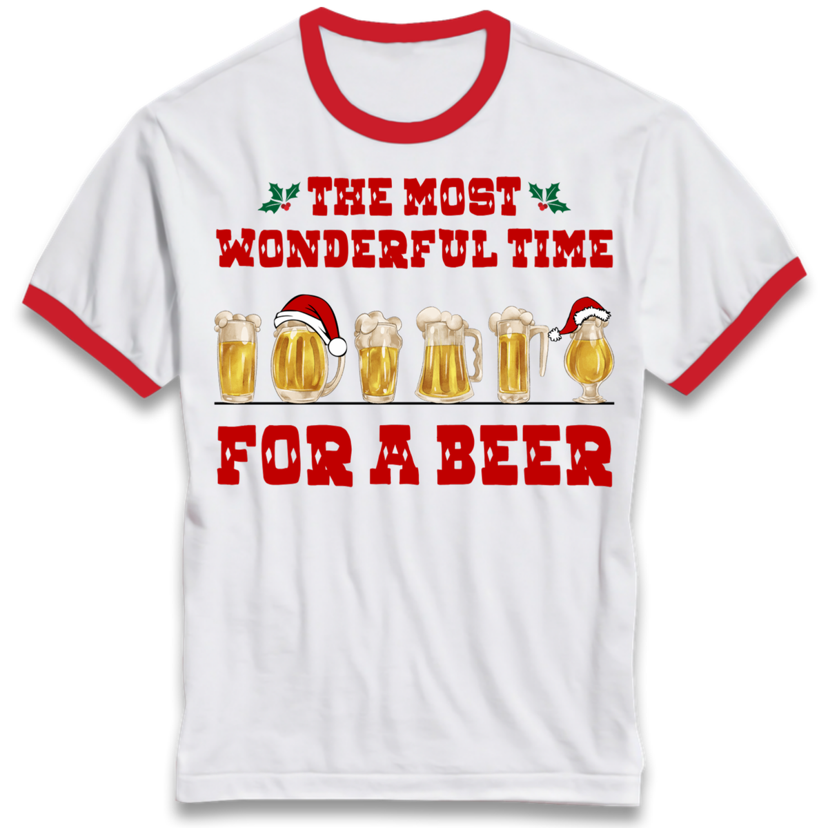 Festive Pint Graphic Ringer T-Shirt