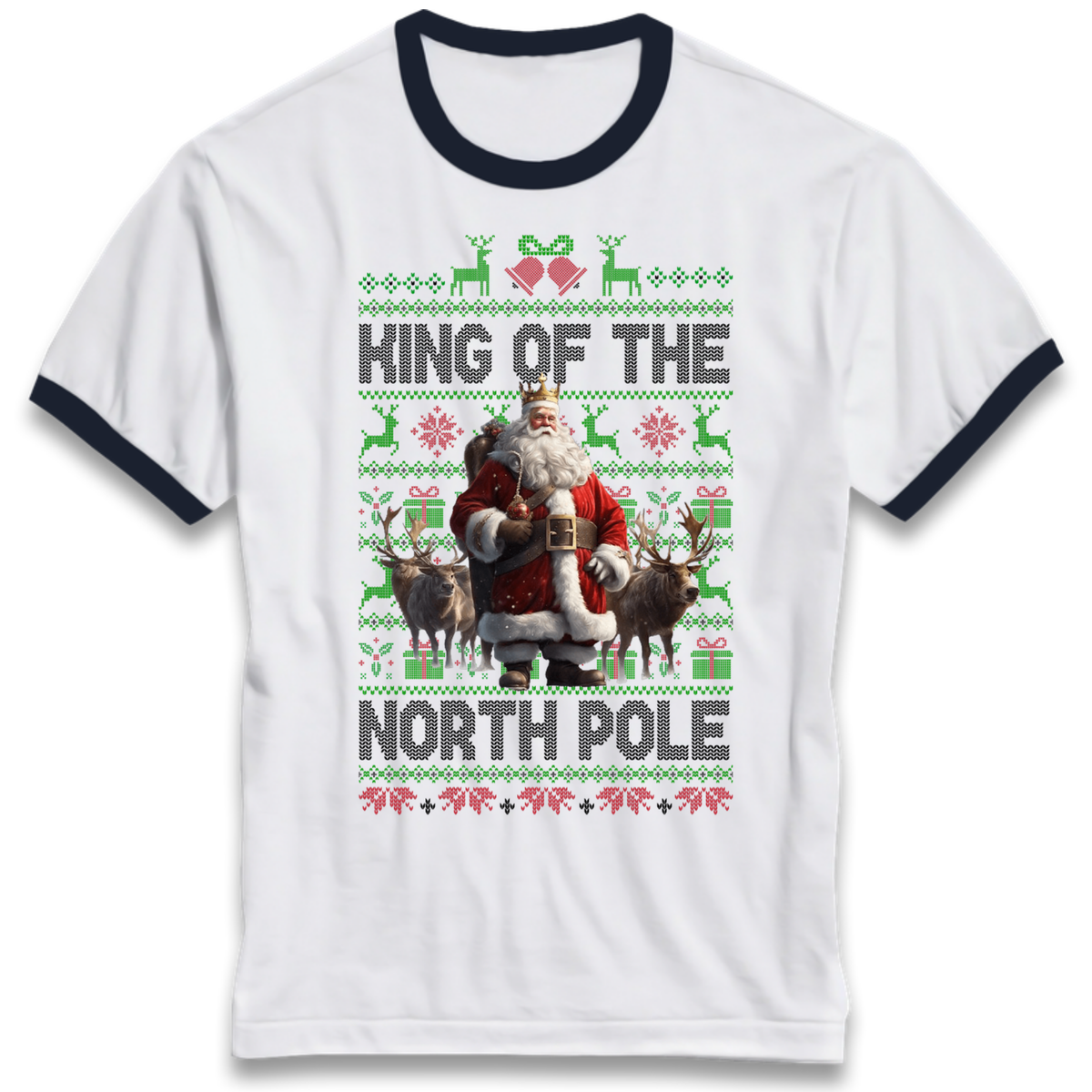 King Santa Christmas Ringer T-Shirt