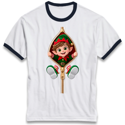 Elf Christmas Jumper Ringer T-Shirt