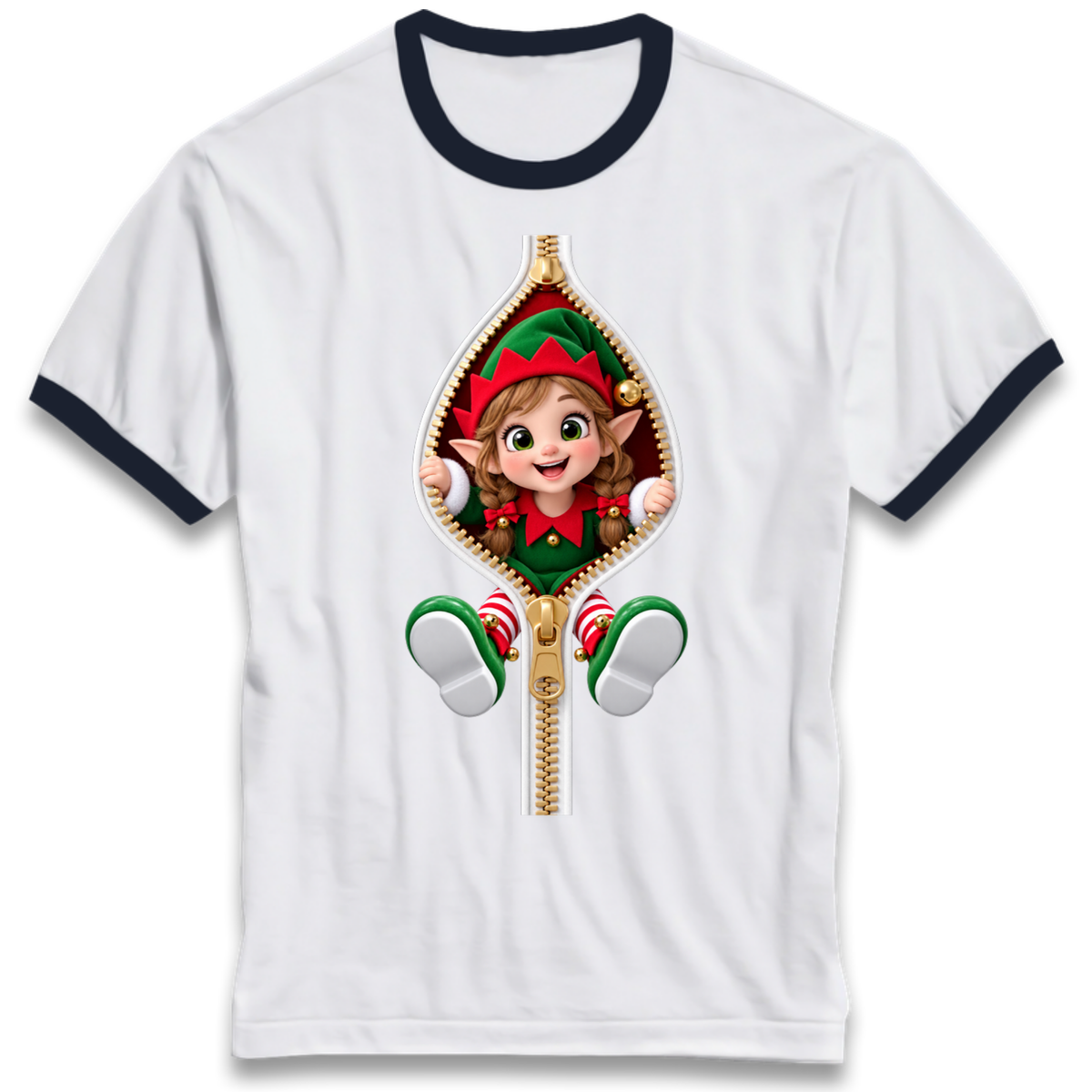 Elf Christmas Jumper Ringer T-Shirt