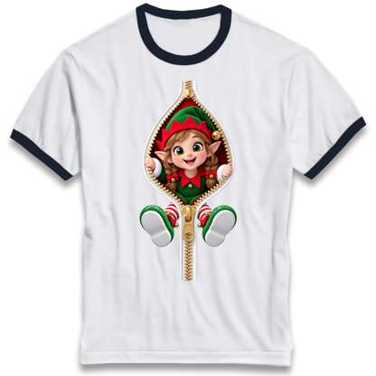 Elf Christmas Jumper Ringer T-Shirt