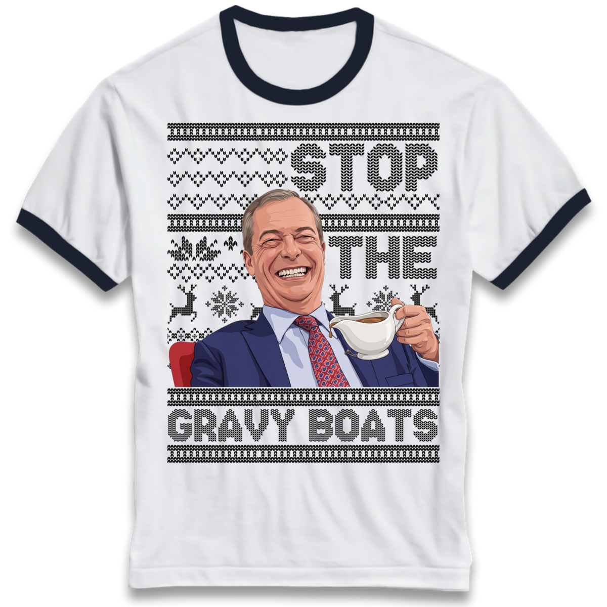 Satirical Festive Top Ringer T-Shirt