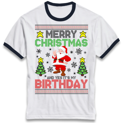Santa birthday design Ringer T-Shirt