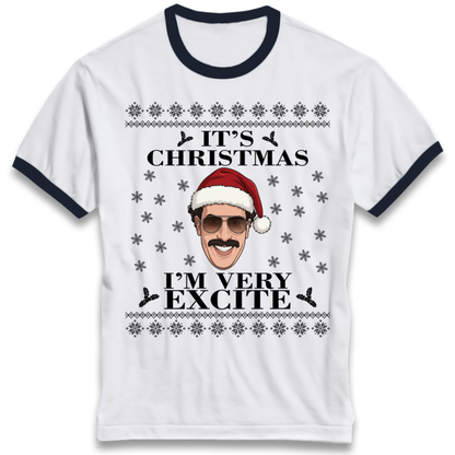 I Very Excite Christmas Ringer T-Shirt