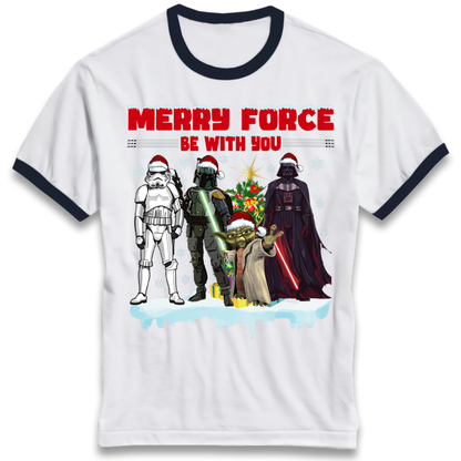 Merry Force Be With You Christmas Ringer T-Shirt