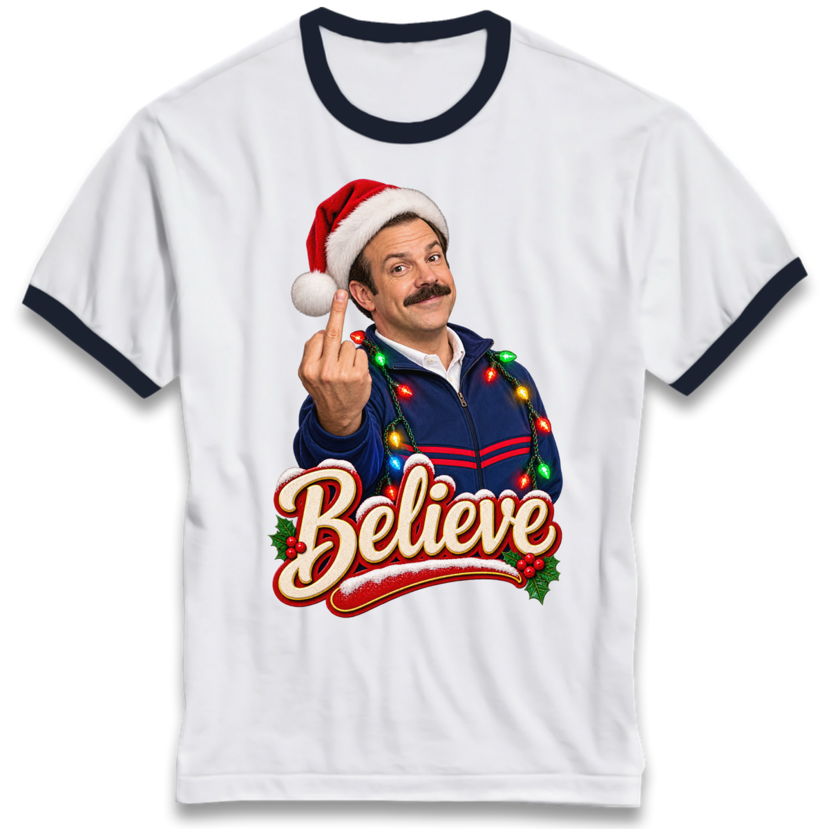 Ted Lasso Believe Christmas Ringer T-Shirt
