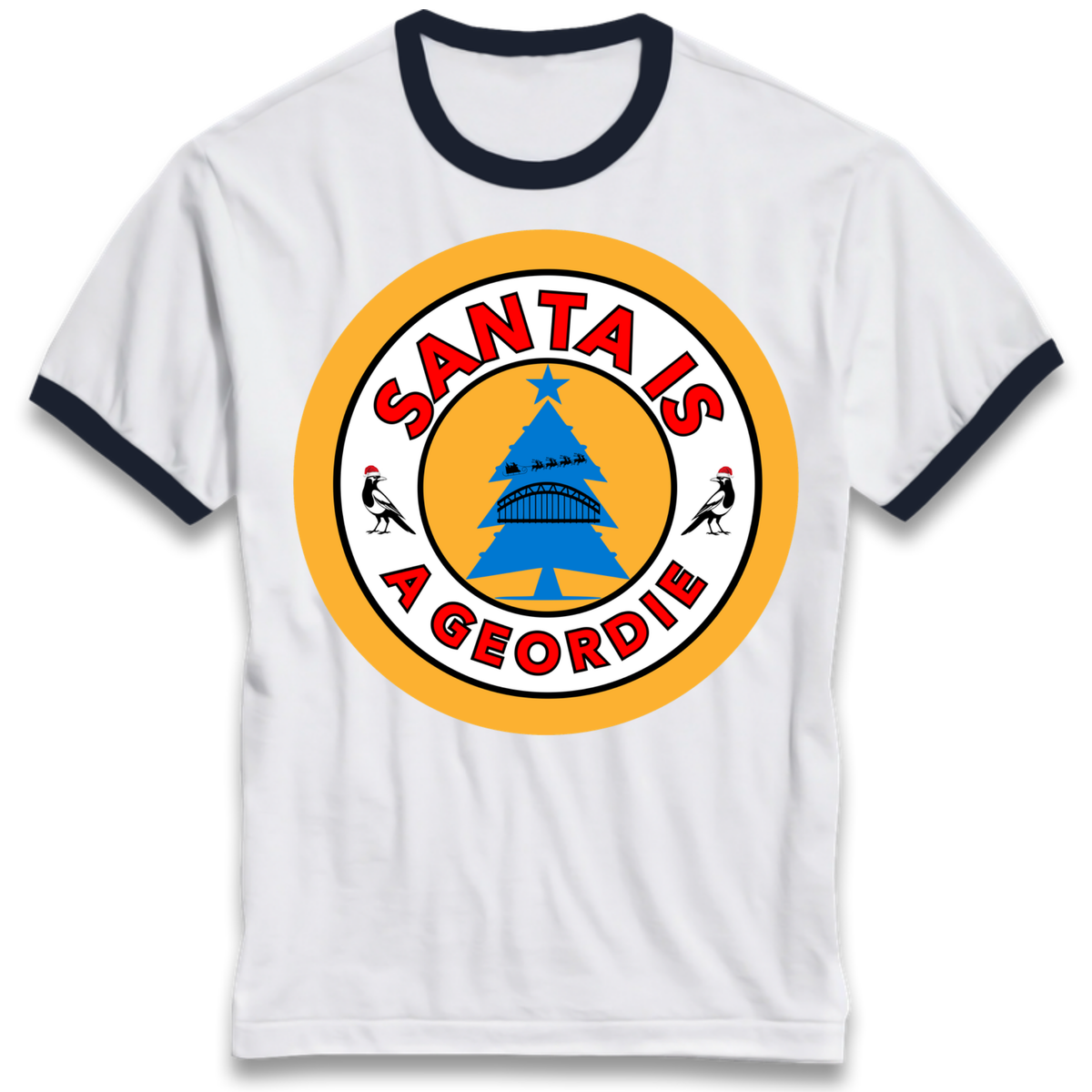 Geordie Santa  Christmas Ringer T-Shirt