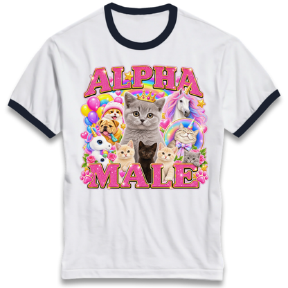 Alpha Male Funny Kitten Unicorn Ringer T-Shirt